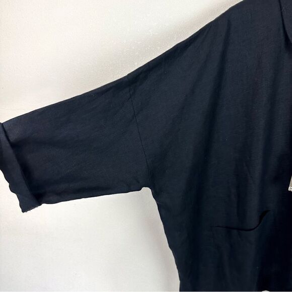 Eskander Black Linen Coat Button Down Oversized Artsy Lagenlook New Size 0 - Picture 6 of 8